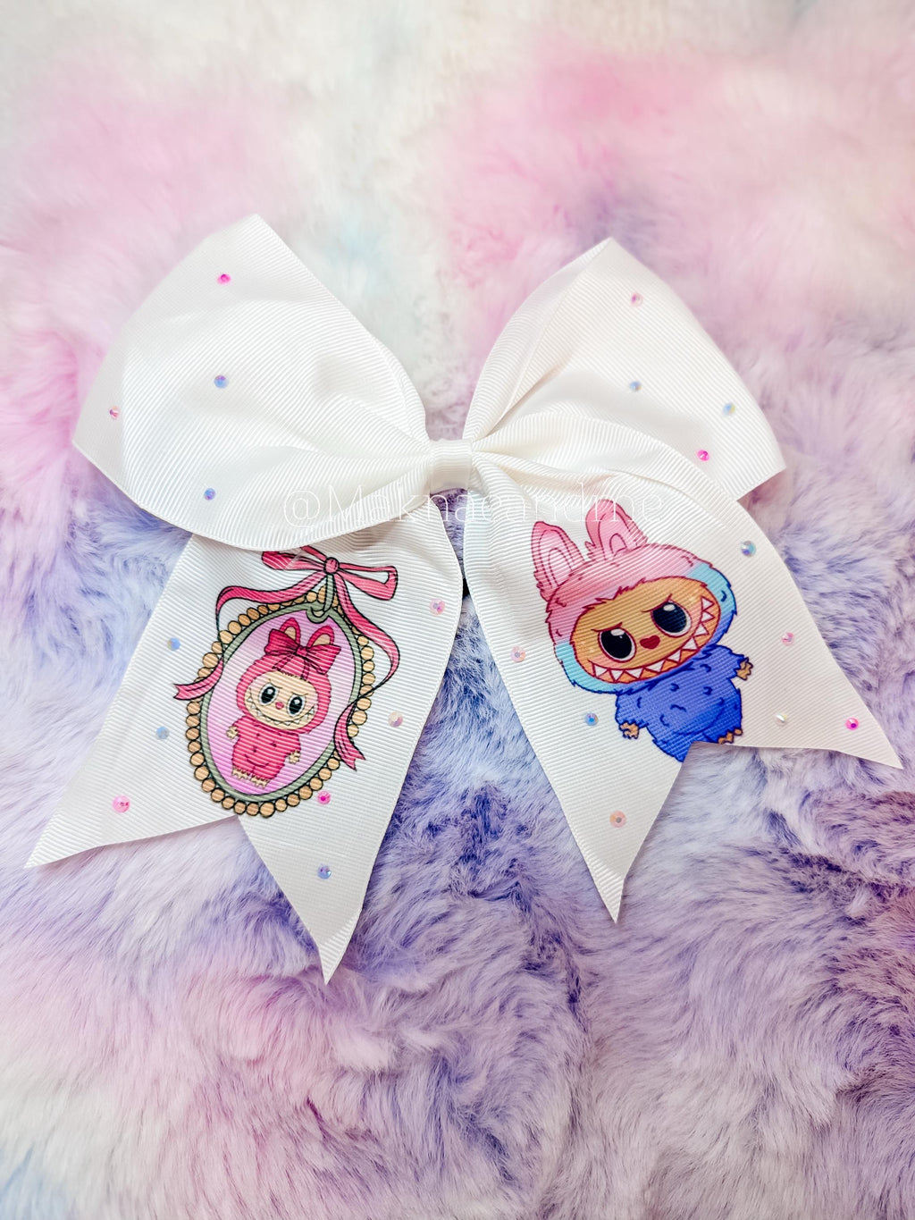 Handmade K-Pop Rhinestone Hair Bow, Character Sparkle Accessory, Fan Gift