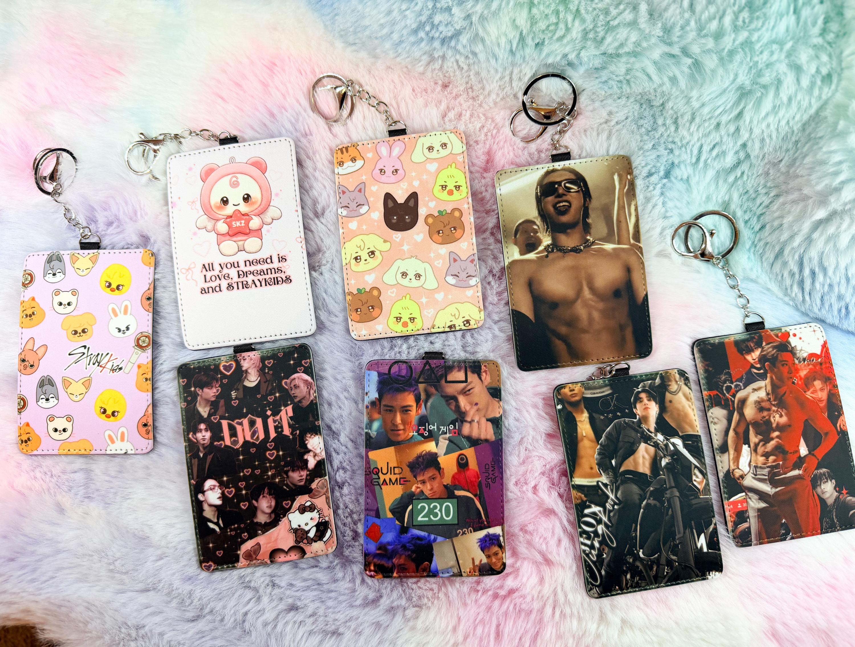 Custom Kpop Card Holder Keychain | Personalized Idol Photo Wallet | Concert Essential PU Leather