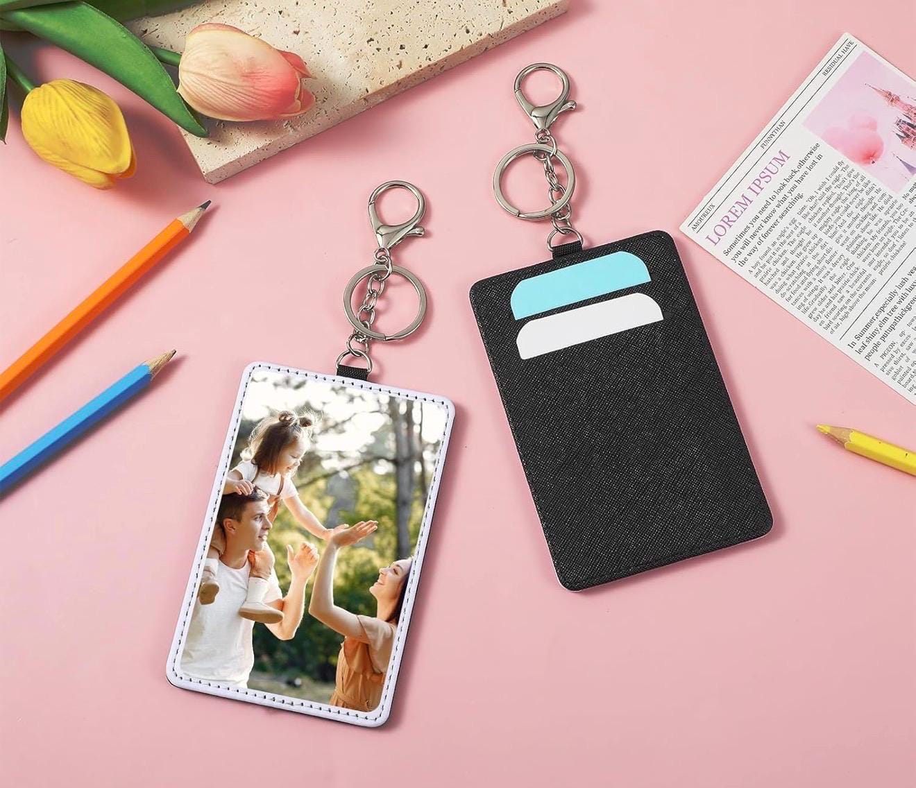Custom Kpop Card Holder Keychain | Personalized Idol Photo Wallet | Concert Essential PU Leather