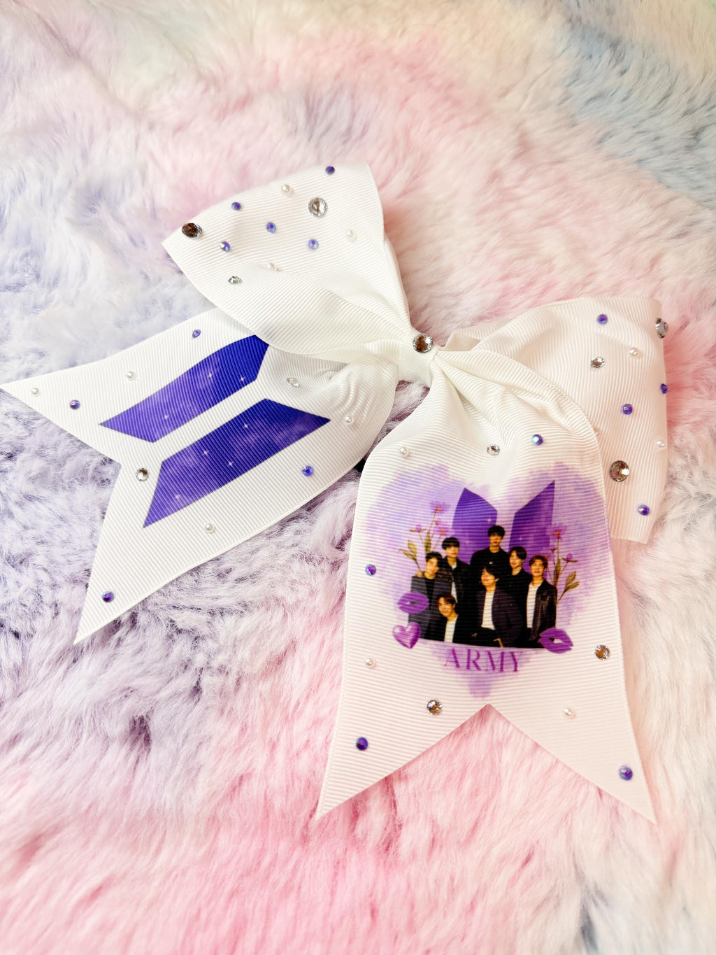 Handmade K-Pop Rhinestone Hair Bow, Character Sparkle Accessory, Fan Gift