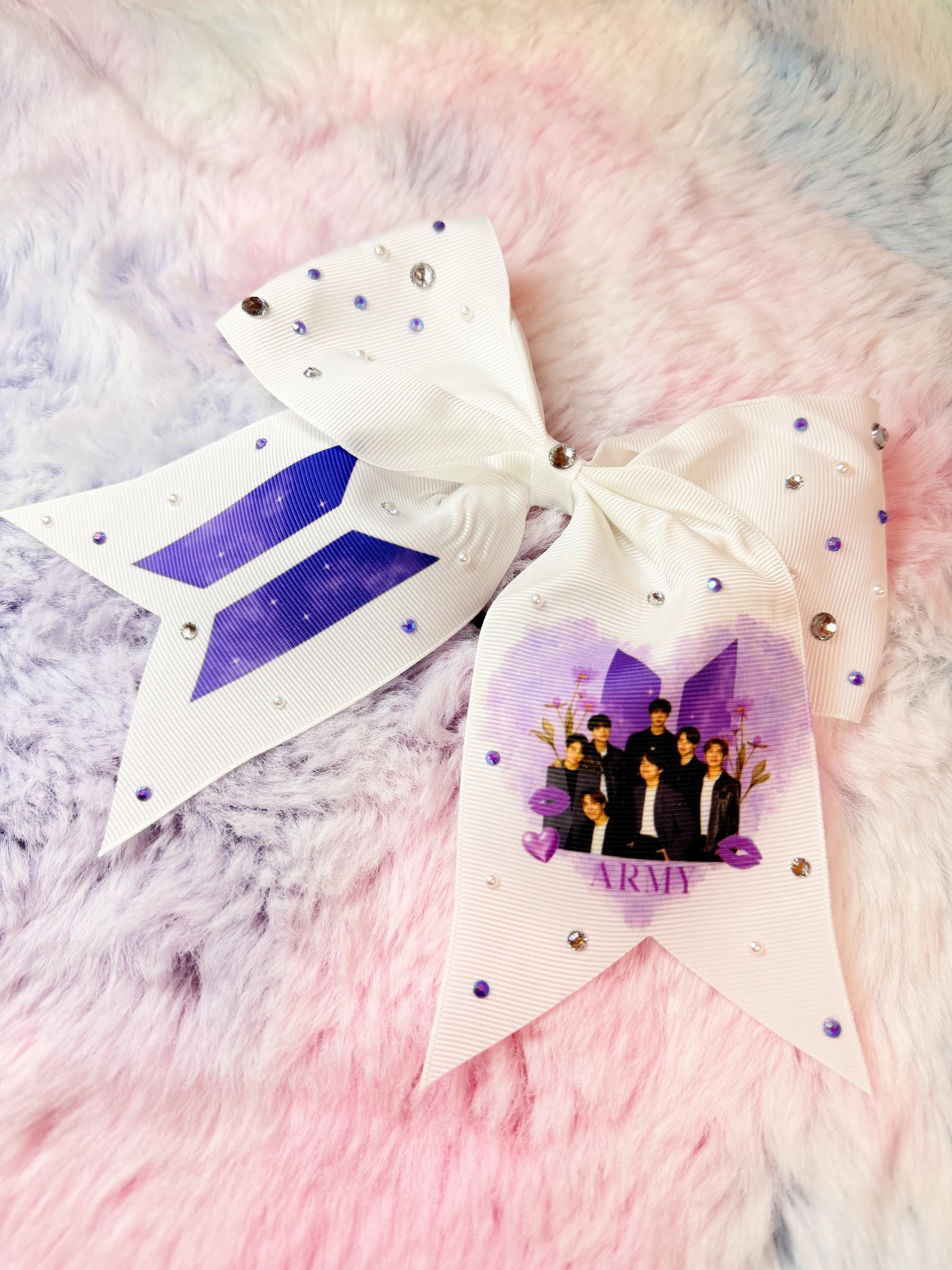 Handmade K-Pop Rhinestone Hair Bow, Character Sparkle Accessory, Fan Gift
