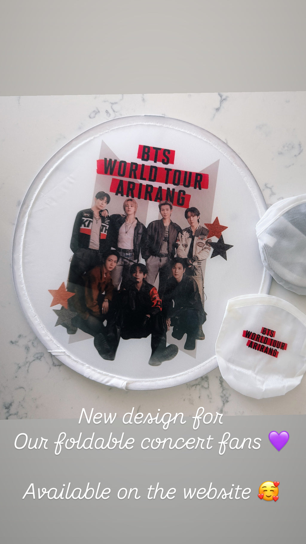 Custom Foldable Hand Fan | K-Pop Concert Fan | BTS, Stray Kids, ATEEZ, TXT, ENHYPEN | Portable Purse Fan