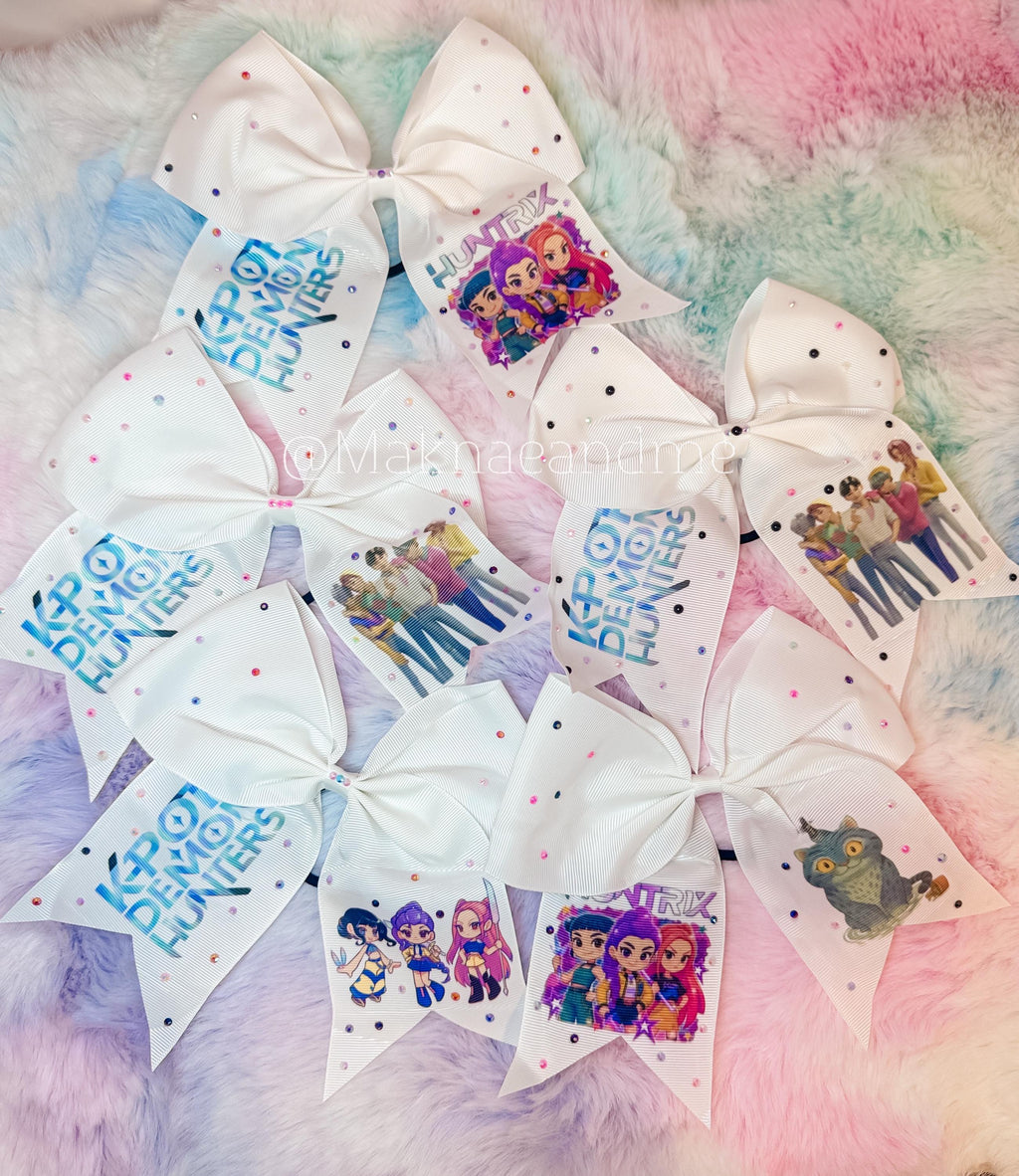 Handmade K-Pop Rhinestone Hair Bow, Character Sparkle Accessory, Fan Gift