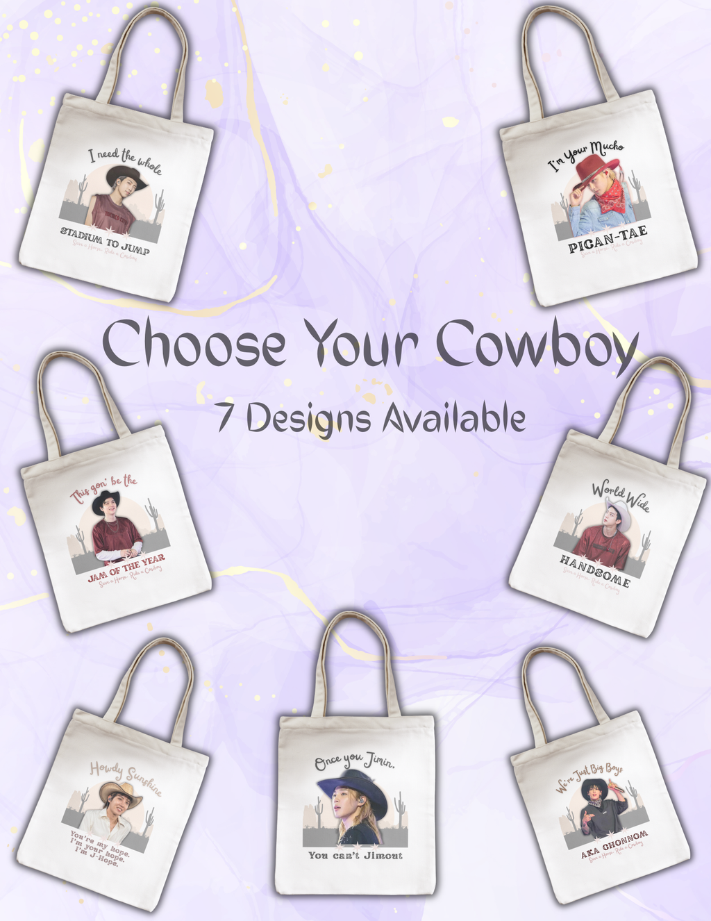 🤠 Cowboy Bangtan Canvas Tote Bag | Mucho Pican-Tae Rodeo Collection